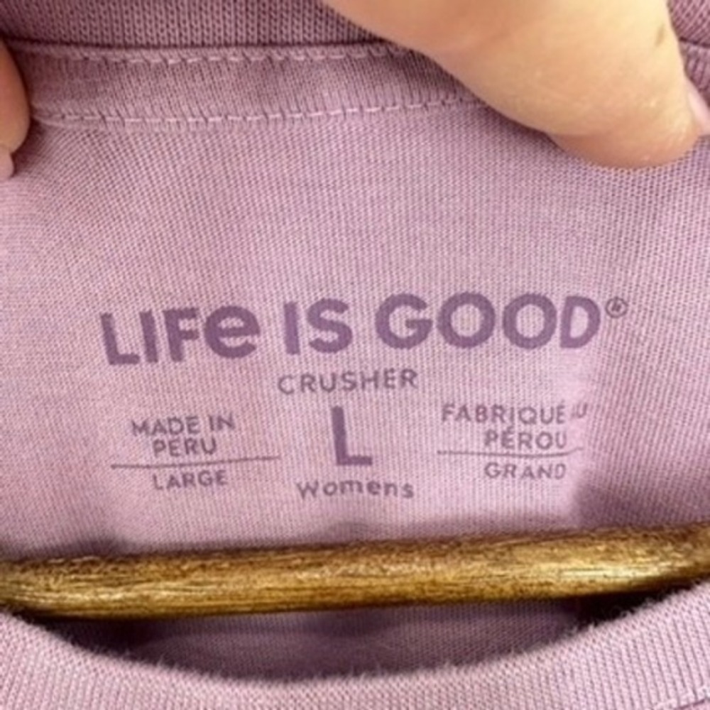 Life Is Good Purple Long Sleeve Yellow Lab Silly Dog Graphic Top Purple Dog Mom View 3